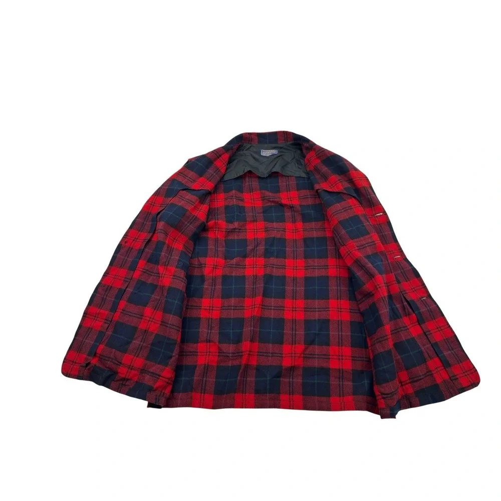 Pendleton Wool Blazer Vintage Plaid 3 Button‎ Unstructured Made USA Men's Large